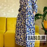 پیراهن پاییزه گل آبی